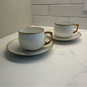 Antique MZ Austria Porcelain Cup & Saucer Set – c.1900 – Pair
